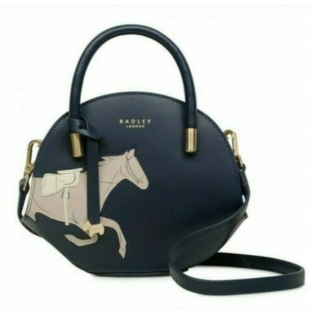 Radley London Royal Ascot half moon blue leather crossbody bag